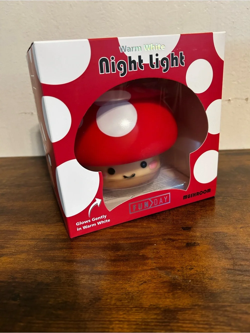 Funday Mushroom Warm White Night Light - Red & White